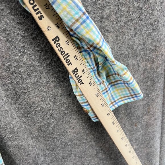 Orvis Shirt Men Large Adult White Yellow Blue Button Down Preppy Cotton Check - Picture 5 of 12